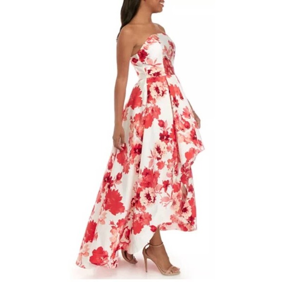 Speechless Women's Strapless High Low Printed Knit Dress - Picture 3 of 4